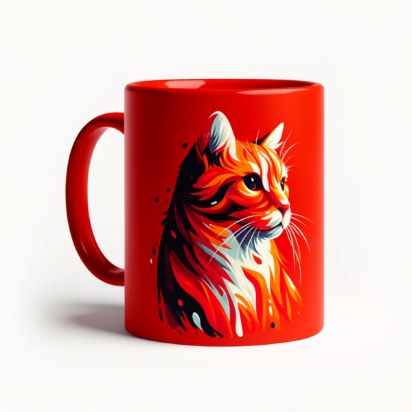 Vibrant Red Abstract Tabby Cat Mug