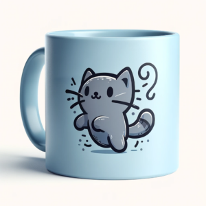 Light Blue Playful Cat Mug